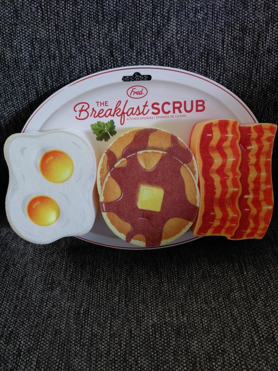 Fred Other - Breakfast Scrub Kitchen Sponge Set - White, Yellow, Brown, Red, Orange